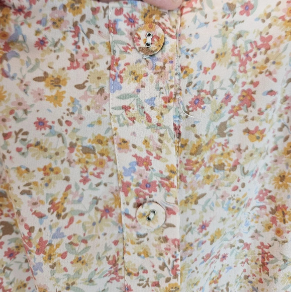 Lulu's Womens Isn't She Darling Blush Floral Puff Sleeve Mini Dress Sz L Spring - Picture 15 of 15